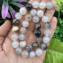 Fasetli Şeffaf-Kahverengi Akik Taşı 12 mm