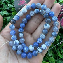 Küre Mavi Beyaz Akik Taşı 8 mm