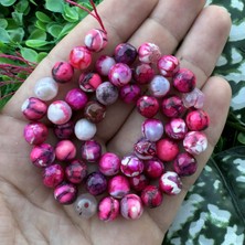 Fasetli Küre Pembe Beyaz Akik Taşı 8 mm