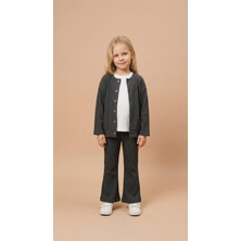 Magu Kız Çocuk Pamuklu Antrasit Fitilli Hırka Pantolon Takım – Düğmeli Hırka, Ispanyol Paça