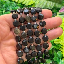 Kesimli Tablet Gold Obsidyen Taşı 10 mm