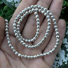 Fasetli Küre Parlak Gümüş Hematit Taşı 4 mm