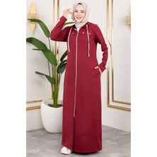 Lizay Kuş Gözü Şerit Detay Spor Ferace Bordo - Bordo - 46