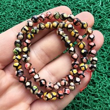 Sarı Yeşil Faset Küre Tibet Akik Taşı 6 mm