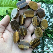 Dikdörtgen Kahverengi Kaplan Gözü Taşı 18 mm