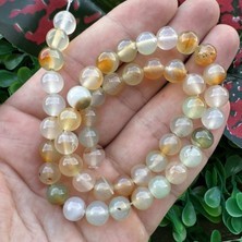 Küre Şeffaf Yeşil-Sarı Akik Taşı 8 mm