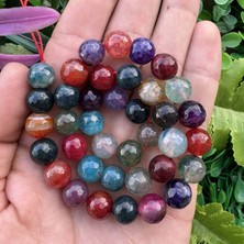 Fasetli Küre Renkli Mix Akik Taşı 10 mm