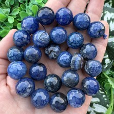 Fasetli Küre Lacivert Damarlı Akik Taşı 16MM