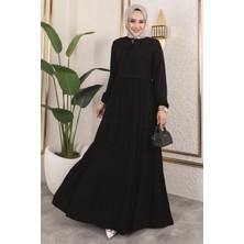 Lizay Püskül Detaylı Elbise Siyah - Siyah - 50