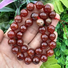 Fasetli Küre Kızıl Kahverengi Akik Taşı 12 mm