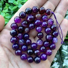 Fasetli Küre Mor Akik Taşı 8 mm