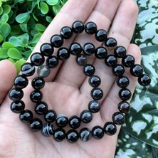 Küre Siyah-Beyaz Akik Taşı 8 mm
