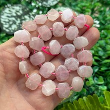 Elmas Kesimli Petek Pembe Kuvars Taşı 15X12 mm