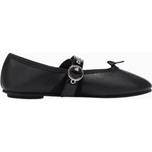 Repetto Ballet Twist Mary Jane Babet, Siyah Deri, Patent Kayış, Tokalı Detaylı Lüks Tasarım