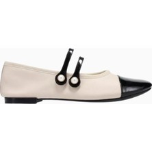 Repetto Erin Mary Jane Flats, Deri, Inci Detaylı Çift Kayış, Parlak Burun, Fransız Şıklığı