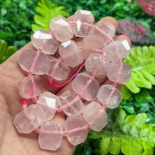 Elmas Kesim Petek Pembe Kuvars Taşı 23X16 mm