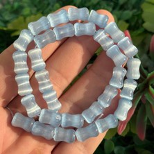 Eğimli Silindir Mavi Selenit Taşı 8X13 mm