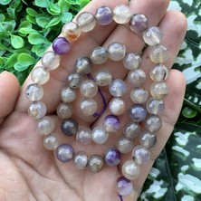 Fasetli Küre Bej Mix Akik Taşı 8 mm