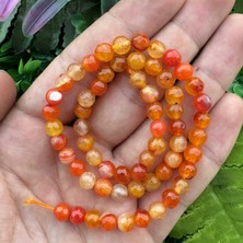 Fasetli Küre Turuncu Akik Taşı 6mm