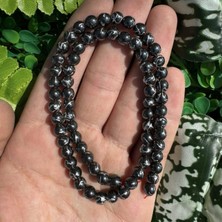 Küre Çizgili Gümüş Hematit Taşı 6 mm