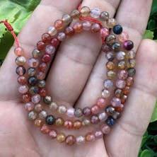 Fasetli Küre Pembe-Kahve Akik Taşı 4 mm