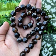 Dilim Kesim Siyah-Kahve Akik Taşı 11 mm