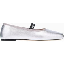 Repetto Lisbeth Ballerina Flats – Metalik Deri, Kare Burunlu, Logo Lastikli