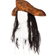 Dinç Store 44 Siyah Saçlı Kaptan Korsan Şapkası DINÇSTORE-4522