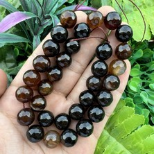 Fasetli Kahverengi-Siyah Akik Taşı 12 mm