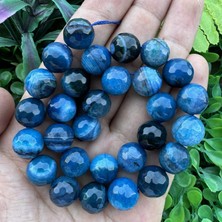 Fasetli Küre Mavi Mix Akik Taşı 12 mm