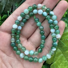 Fasetli Küre Yeşil-Beyaz Akik Taşı 6mm