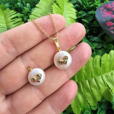 Zirkon Kalpli Doğal Inci Kolye