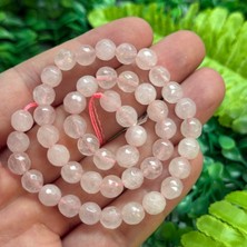 Faset Kesimli Küre Pembe Kuvars Taşı 8 mm