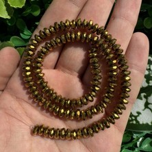 Fasetli Rondela Gold Hematit Taşı 6x3 mm