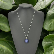Tamburlanmış Oval Lapis Taşı Kolye
