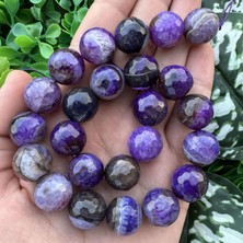 Fasetli Küre Damarlı Mor Akik Taşı 16MM