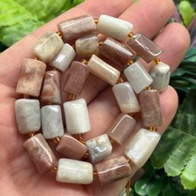 Kesimli Silindir Ay Taşı - Güneş Taşı Çakra 9X13 mm