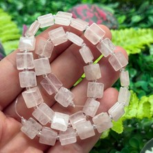 Kanallı Kare Pembe Kuvars Taşı 10X10 mm