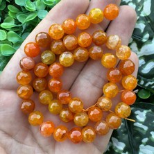 Fasetli Küre Turuncu Akik Taşı 8 mm