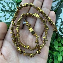 Tila Çift Delikli Gold Hematit Taşı 6X3MM