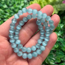 Turkuaz Küre Kedi Gözü Taşı 8 mm