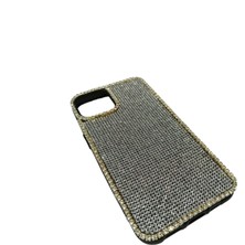 Oto Aksesuarcım iPhone 13 6.1\" Uyumlu Kristal Taşlı Siyah Telefon Kılıfı Gümüş