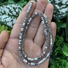 Kare Rondela Gümüş Hematit Taşı 4x2 mm