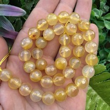 Fasetli Küre Sarı Akik Taşı 10 mm