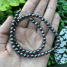 Fasetli Küre Füme Hematit Taşı 6 mm