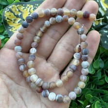 Mat Küre Bej-Beyaz Akik Taşı 6mm