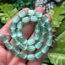 Silindir Çim Yeşili Selenit Taşı 8X12 mm