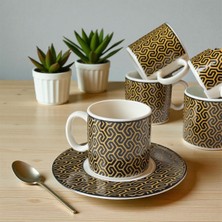 Kütahya Home 12 Parça Desenli Porselen Kahve Fincan Takımı Tulu | 6 Kişilik