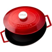 Metal Oval Döküm Tencere, 29 Cm, 4.67 L Hacim, Kırmızı