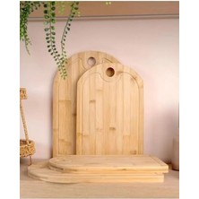 Bambu 3 Lü Set Oval Kesme Tahtası Peynir Servis Sunum Tepsi Et Sebze Doğrama Tahtası 3 Adet